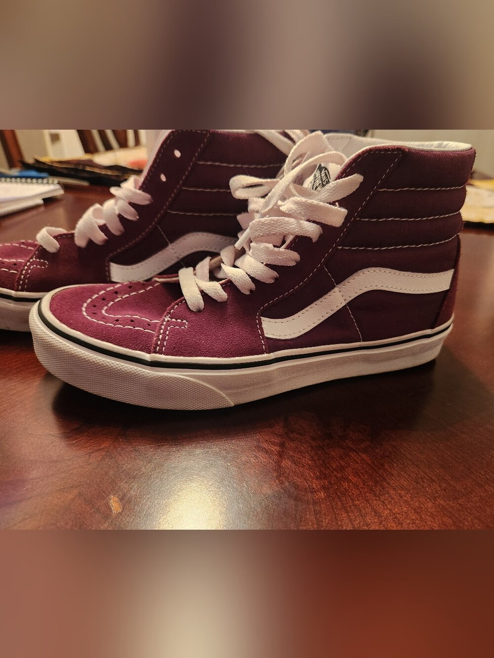 Vans SK8-Hi Maroon High-Top Sneakers with Classic White Stripe